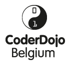 Logo of the CoderDojo movement that teaches children how to program for free.